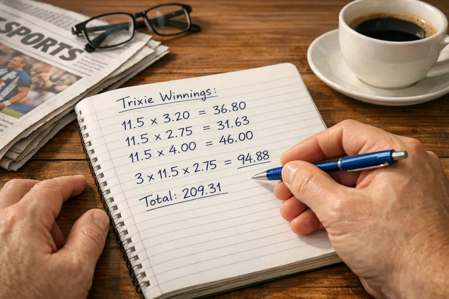 Esempio calcolo vincite sistema Trixie con quote