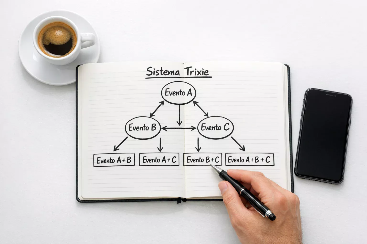 Schema funzionamento sistema Trixie tre eventi quattro scommesse