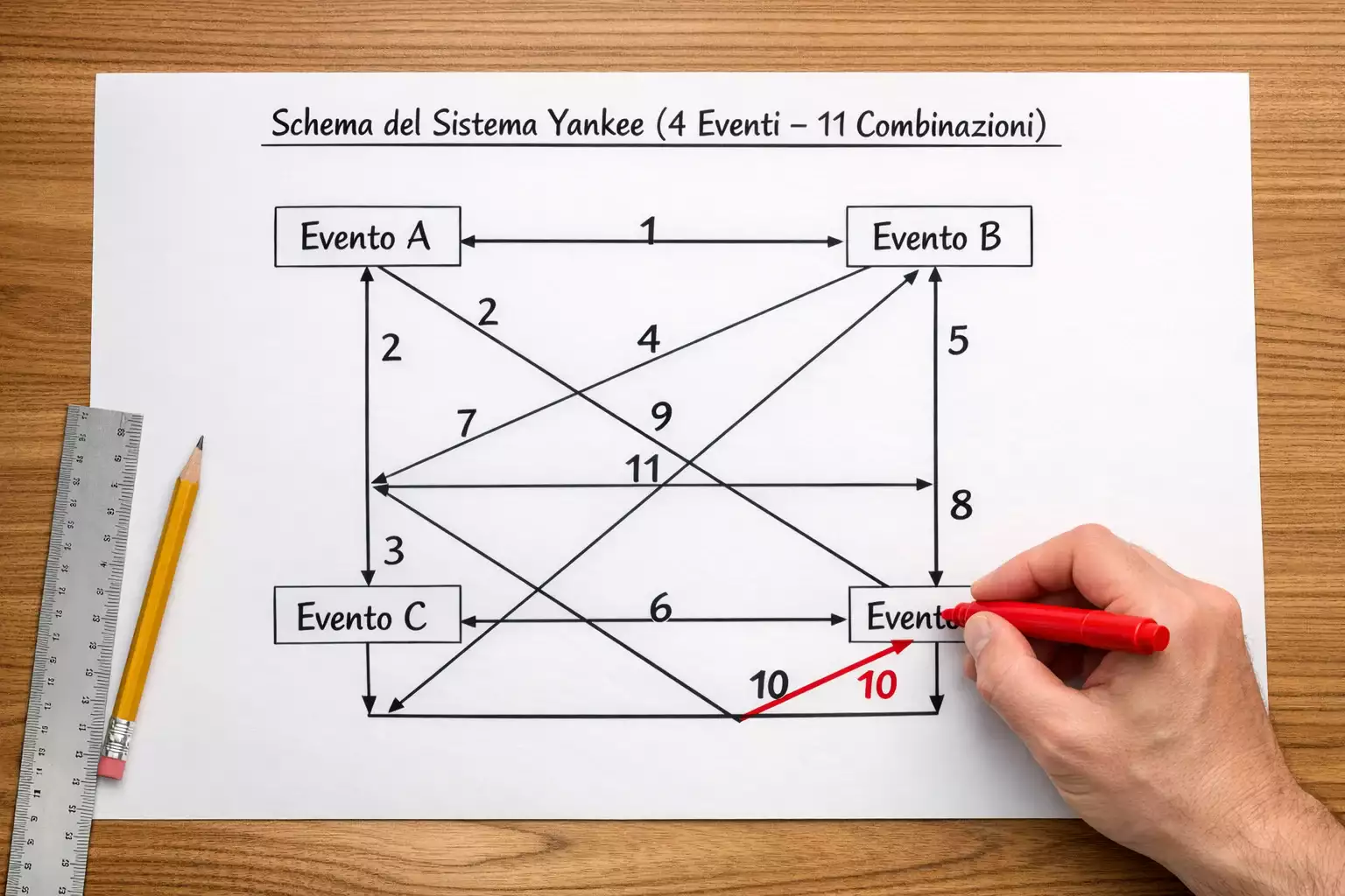 Meccanica sistema Yankee undici scommesse quattro eventi